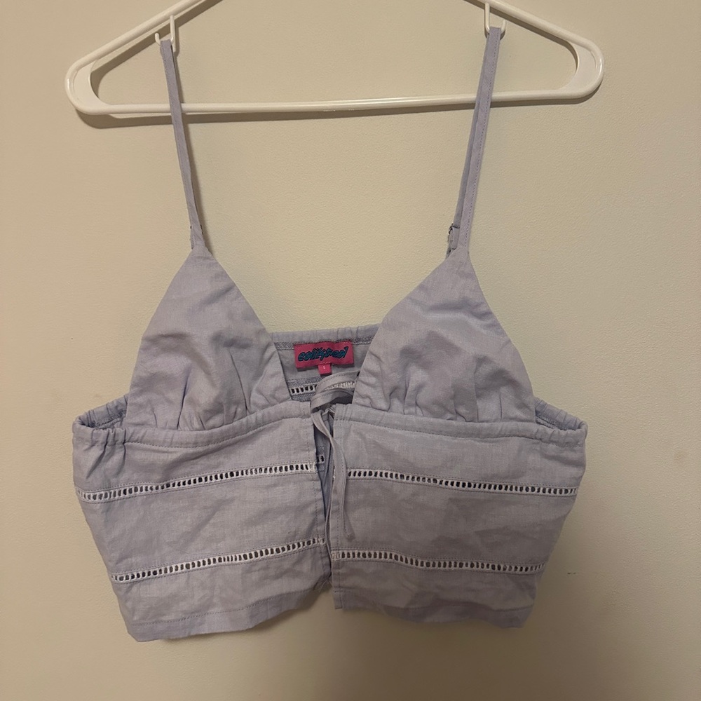 Light Blue Edikted Tie Front Top
